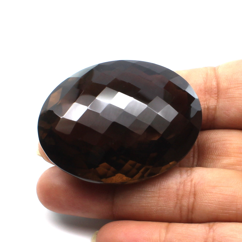 212.4Ct Natural Smoky Quartz Crystal Oval checker Gemstone