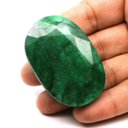 301Ct Natural Brazilian Green Emerald Oval Shape Faceted Gemstone