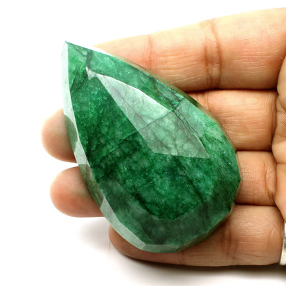 386.5Ct Natural Brazilian Green Emerald Pear Faceted Gemstone