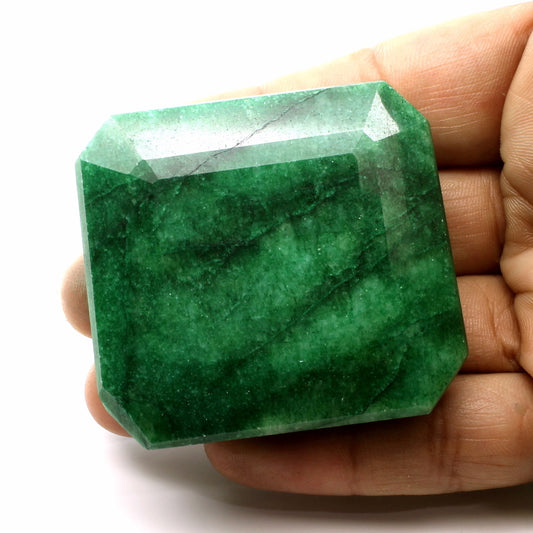 384.2Ct Natural Brazilian Green Emerald Cut Faceted Gemstone