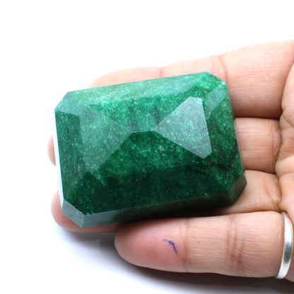 370.9Ct Natural Green Emerald Rectangle Cut Faceted Brazilian Gemstone