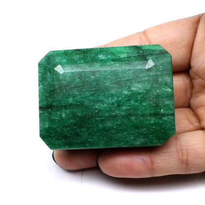 536Ct Natural Brazilian Green Emerald Rectangle Faceted Gemstone