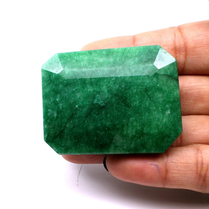 329Ct Natural Brazilian Green Emerald Rectangle Faceted Gemstone