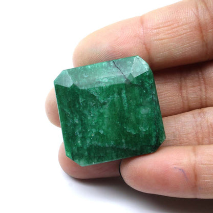 89Ct Natural Brazilian Green Emerald Square Faceted Gemstone