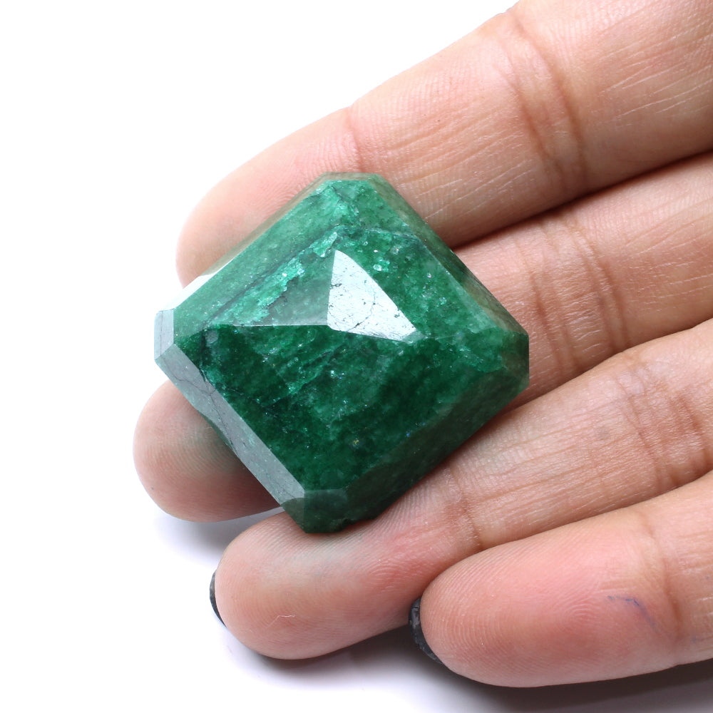 89Ct Natural Brazilian Green Emerald Square Faceted Gemstone