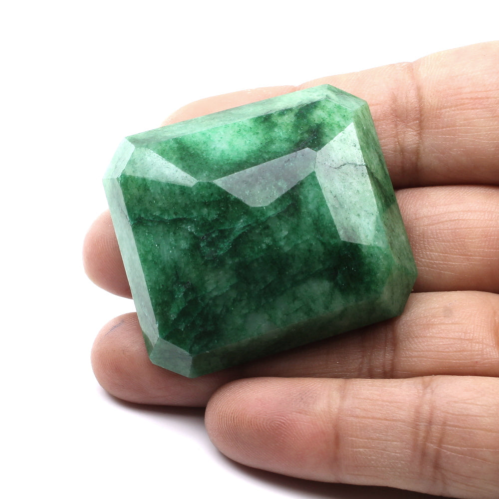 203.5Ct Natural Brazilian Green Emerald Rectangle Shape Faceted Gemstone