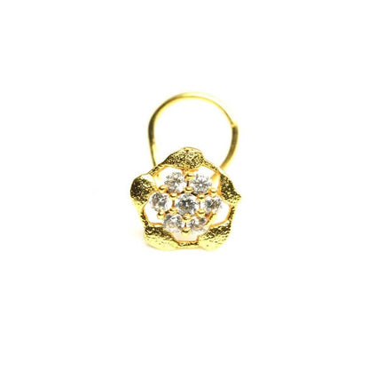 Gold Plated Medusa Floral Women Nose Stud CZ Twisted nose ring 22g