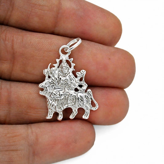 Maa Sherawali Durga 925 Sterling Silver Spiritual Pendant