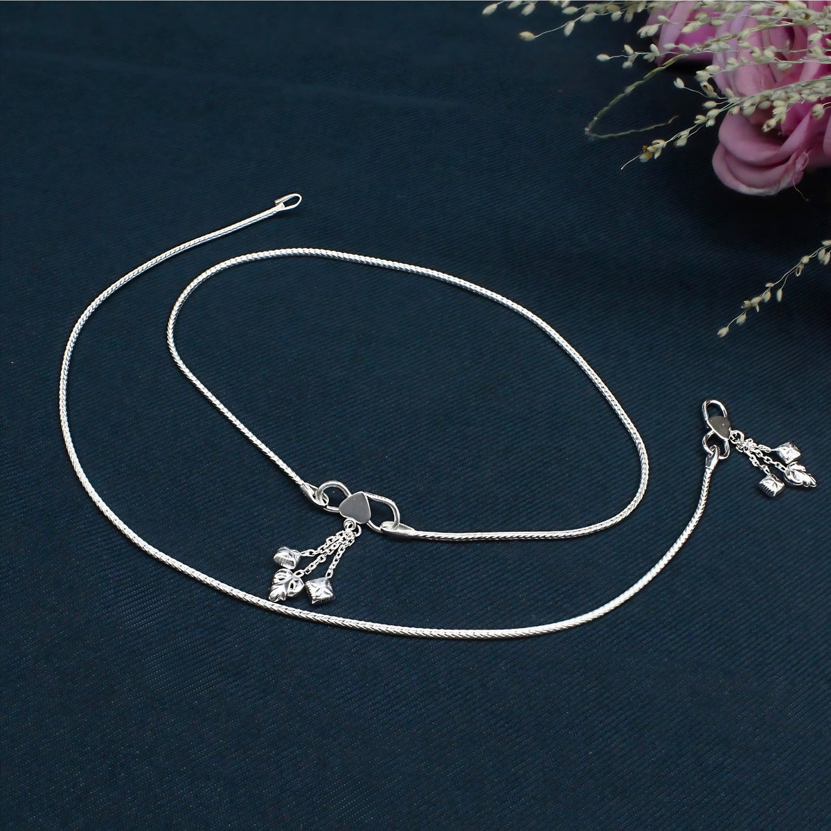 925 Sterling Silver Women’s Anklet – Simple Daily Wear Chain Payal 10.2 Inch