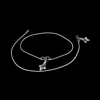 925 Sterling Silver Women’s Anklet – Simple Daily Wear Chain Payal 10.2 Inch