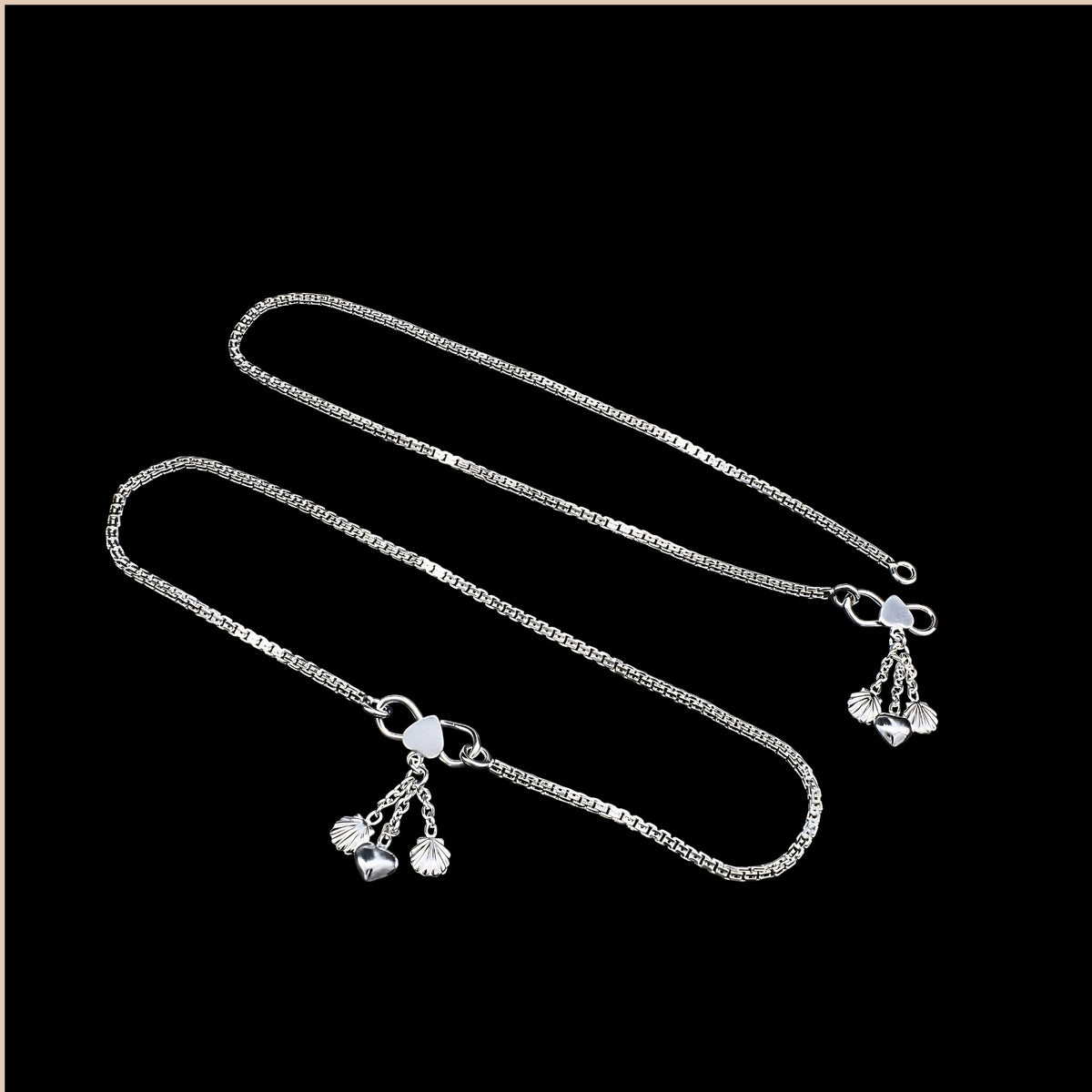 925 Silver Women’s Sea Shell Chain Anklet - Payal 10.3 Inch
