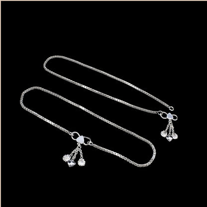 925 Silver Women’s Sea Shell Chain Anklet - Payal 10.3 Inch