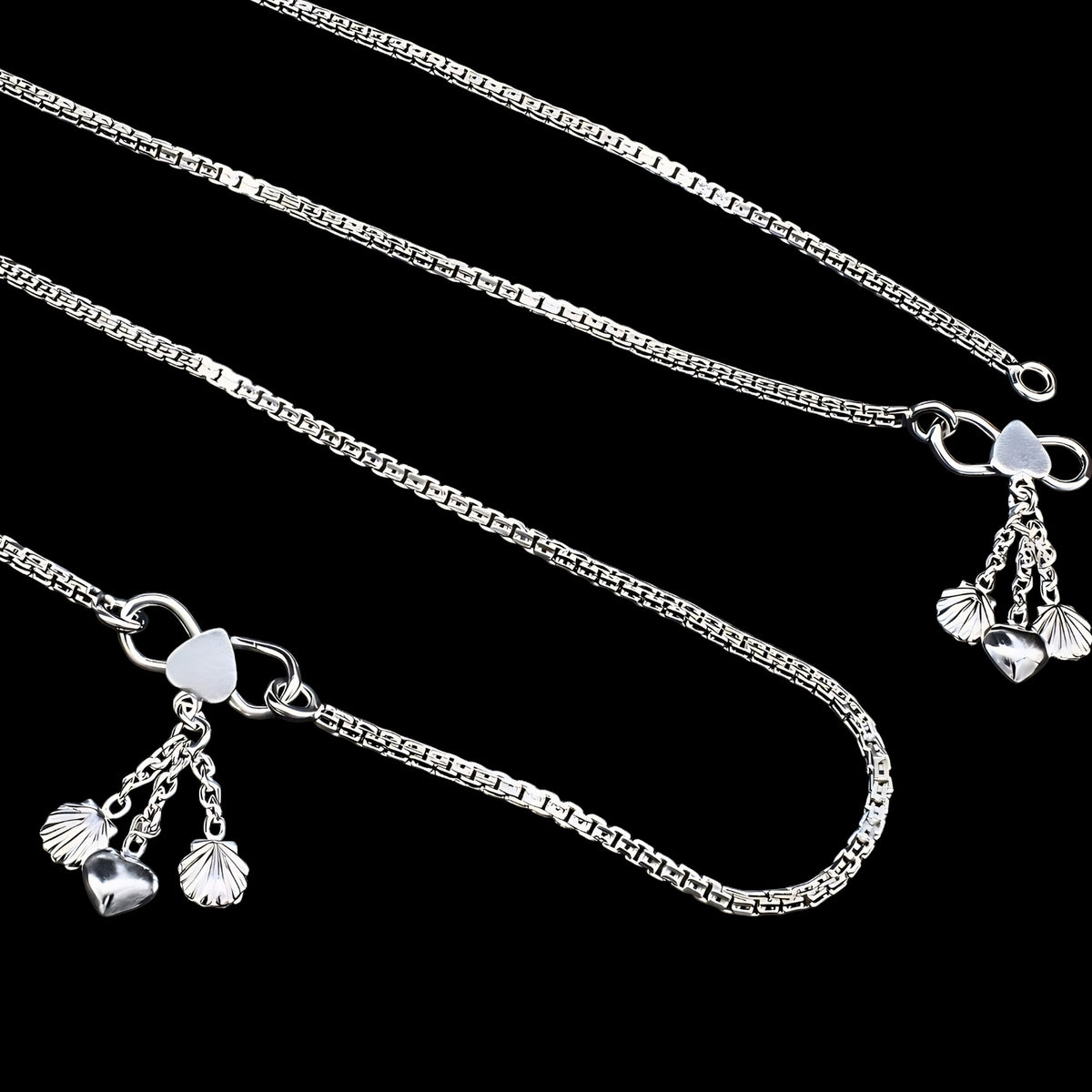 925 Silver Women’s Sea Shell Chain Anklet - Payal 10.3 Inch
