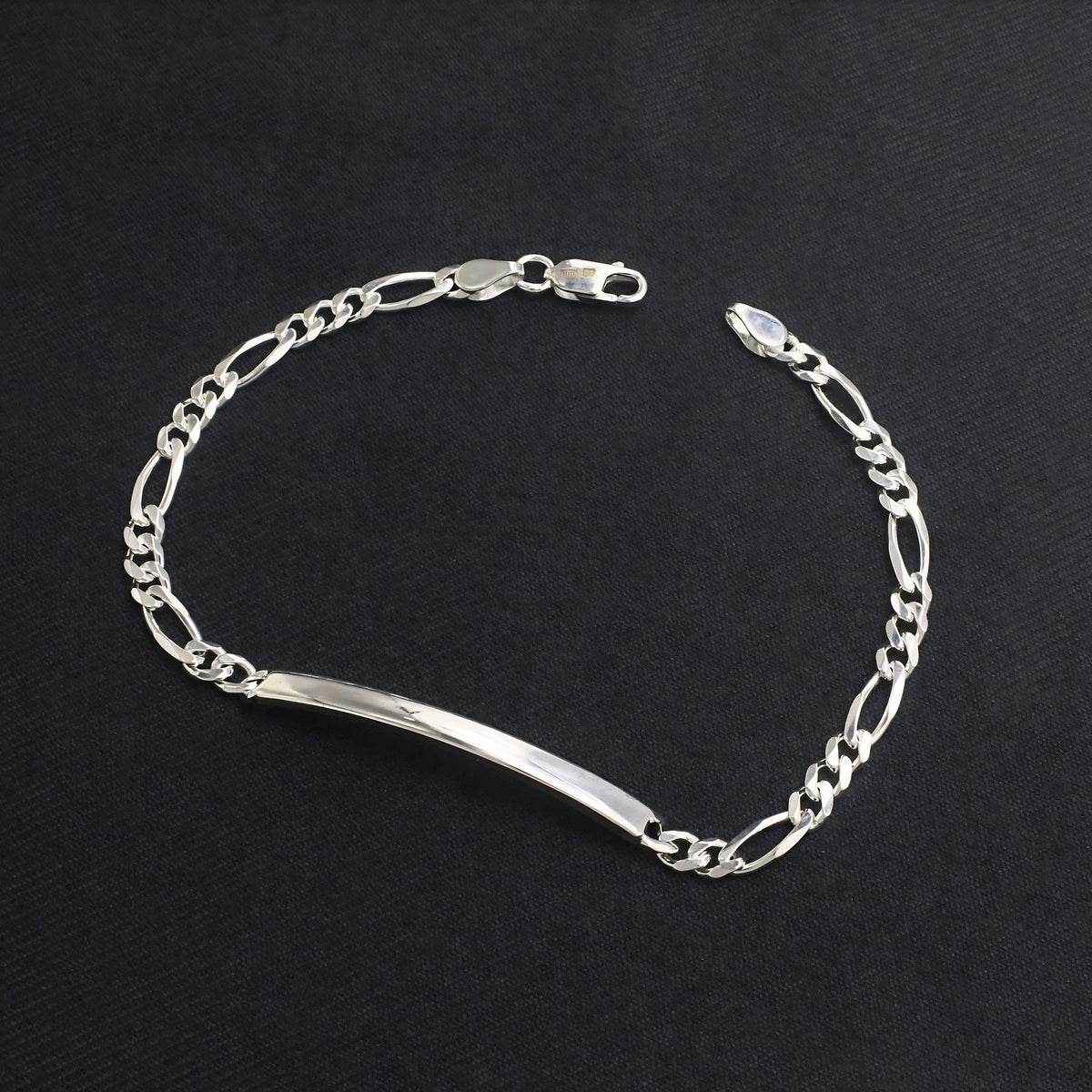 Premium 925 Sterling Silver Men's Figaro ID Chain Bracelet