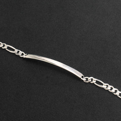 Premium 925 Sterling Silver Men's Figaro ID Chain Bracelet