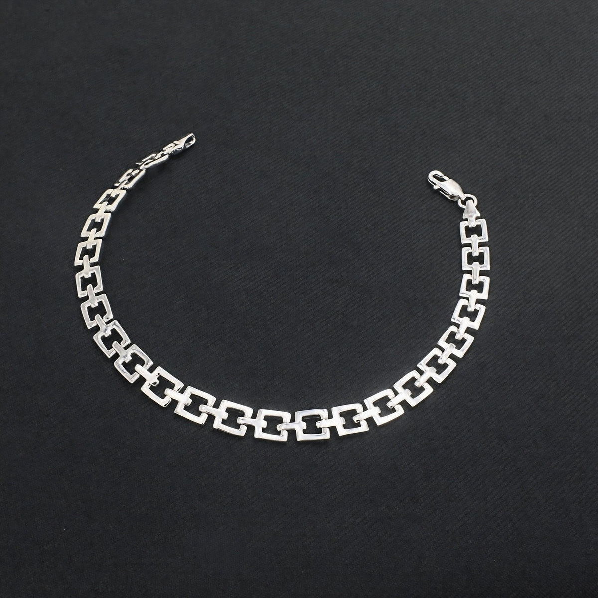 Men's Luxury 925 Sterling Silver Geometric Link Bracelet