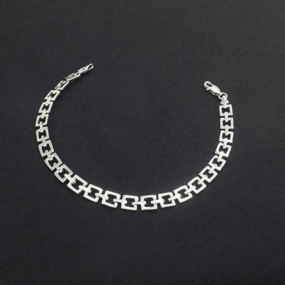 Men's Luxury 925 Sterling Silver Geometric Link Bracelet