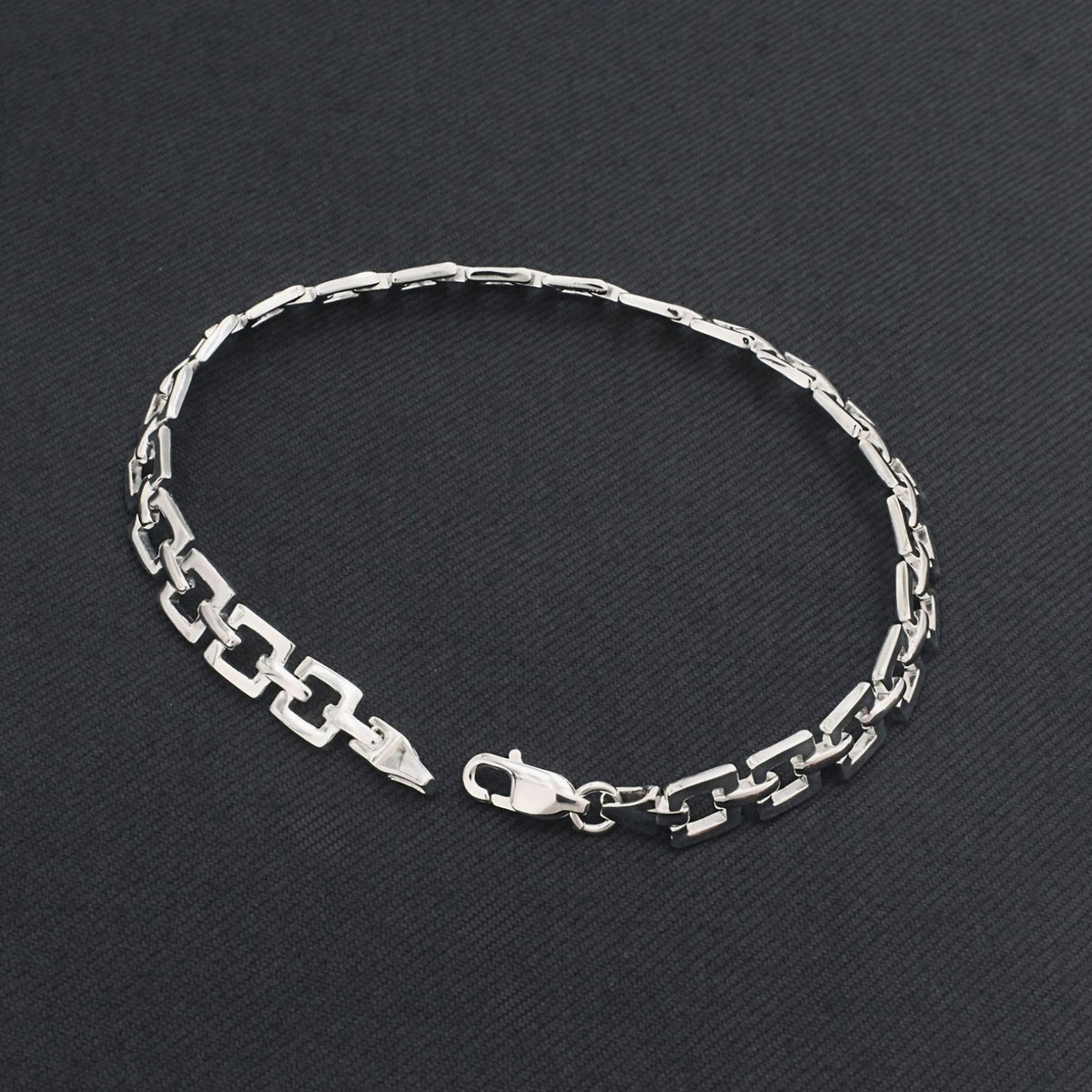 Men's Luxury 925 Sterling Silver Geometric Link Bracelet
