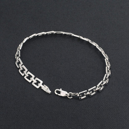 Men's Luxury 925 Sterling Silver Geometric Link Bracelet