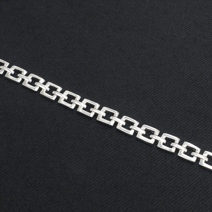 Men's Luxury 925 Sterling Silver Geometric Link Bracelet