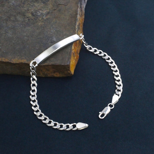925 Sterling Silver Men's Personalized Blank Nameplate Bracelet