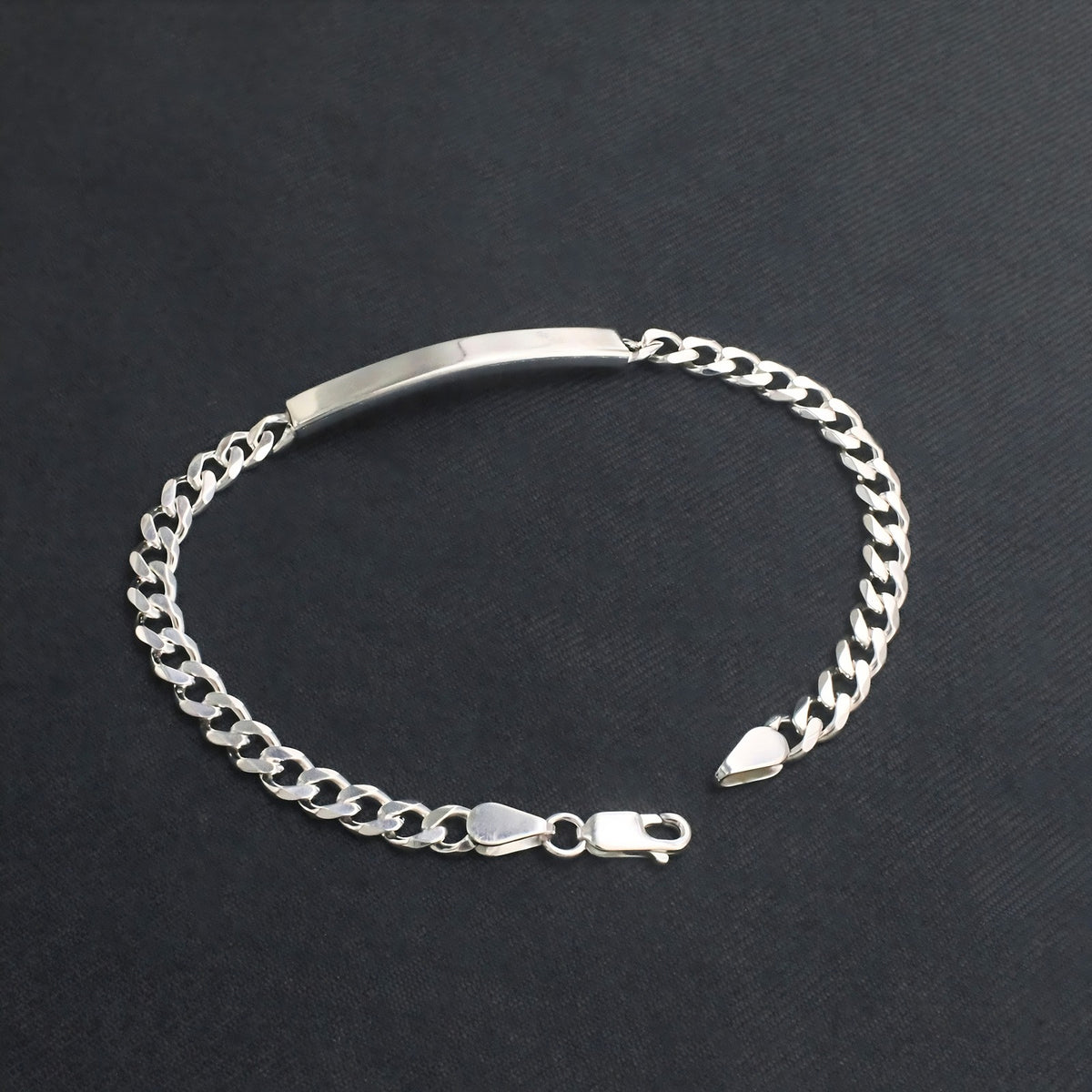 925 Sterling Silver Men's Personalized Blank Nameplate Bracelet