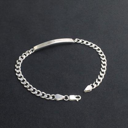925 Sterling Silver Men's Personalized Blank Nameplate Bracelet