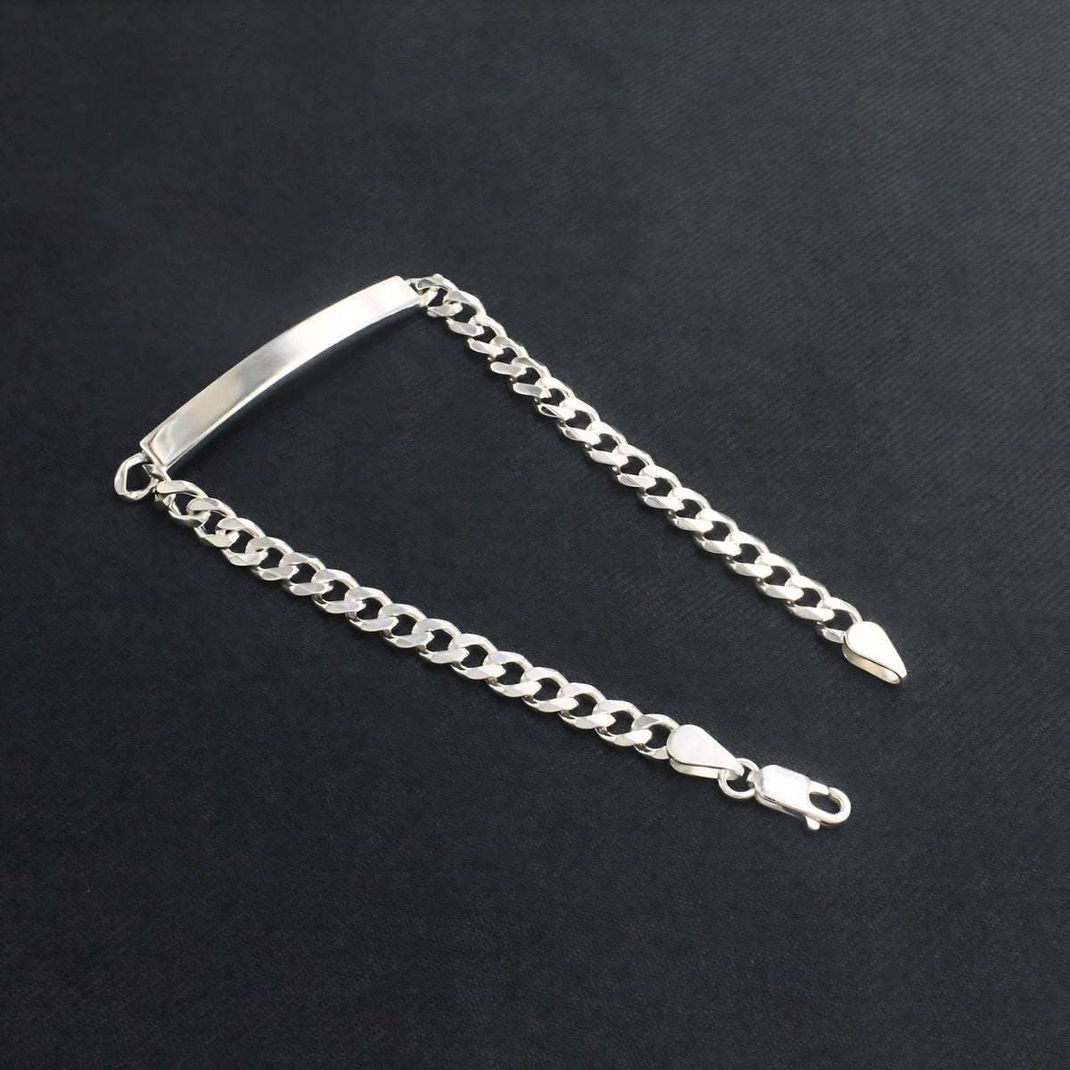 925 Sterling Silver Men's Personalized Blank Nameplate Bracelet
