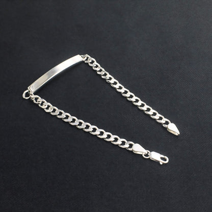 925 Sterling Silver Men's Personalized Blank Nameplate Bracelet