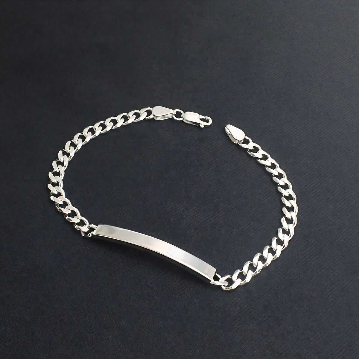 925 Sterling Silver Men's Personalized Blank Nameplate Bracelet