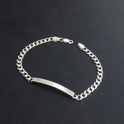 925 Sterling Silver Men's Personalized Blank Nameplate Bracelet