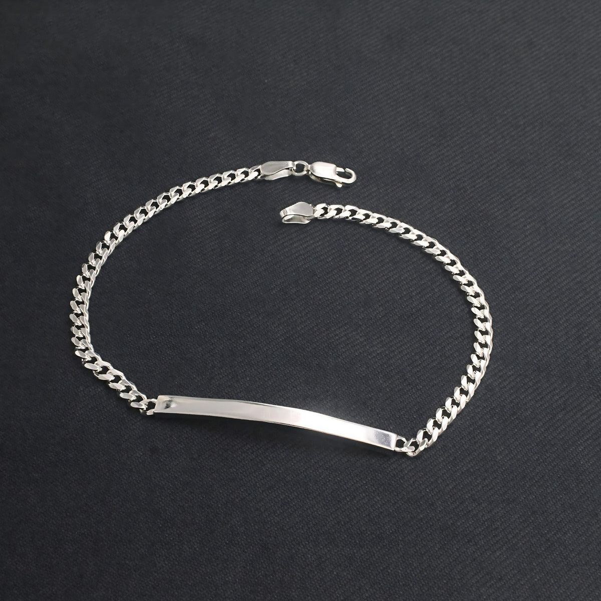 Luxury Men's 925 Sterling Silver Cuban Link ID Chain Bracelet