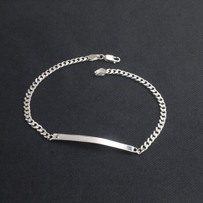 Luxury Men's 925 Sterling Silver Cuban Link ID Chain Bracelet