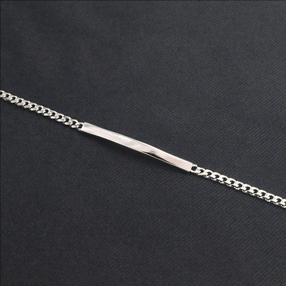 Luxury Men's 925 Sterling Silver Cuban Link ID Chain Bracelet