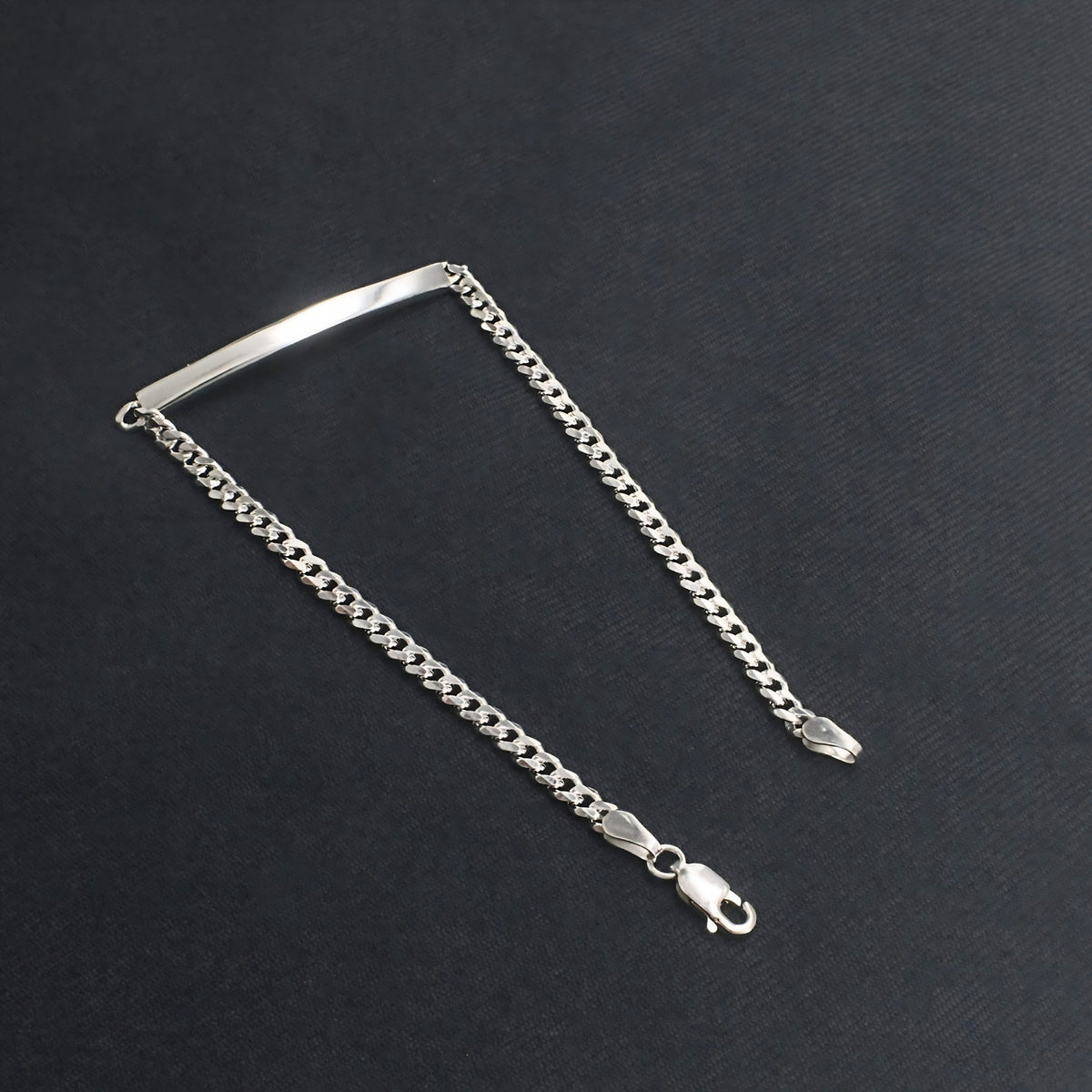 Luxury Men's 925 Sterling Silver Cuban Link ID Chain Bracelet