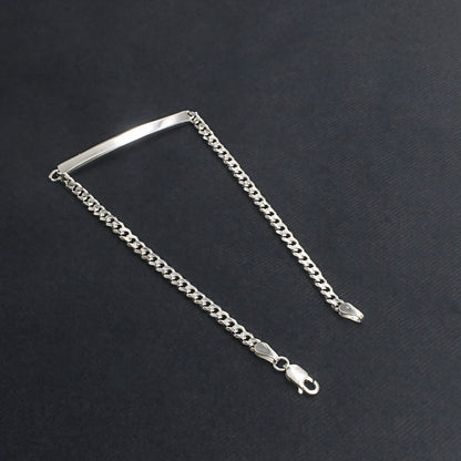 Luxury Men's 925 Sterling Silver Cuban Link ID Chain Bracelet