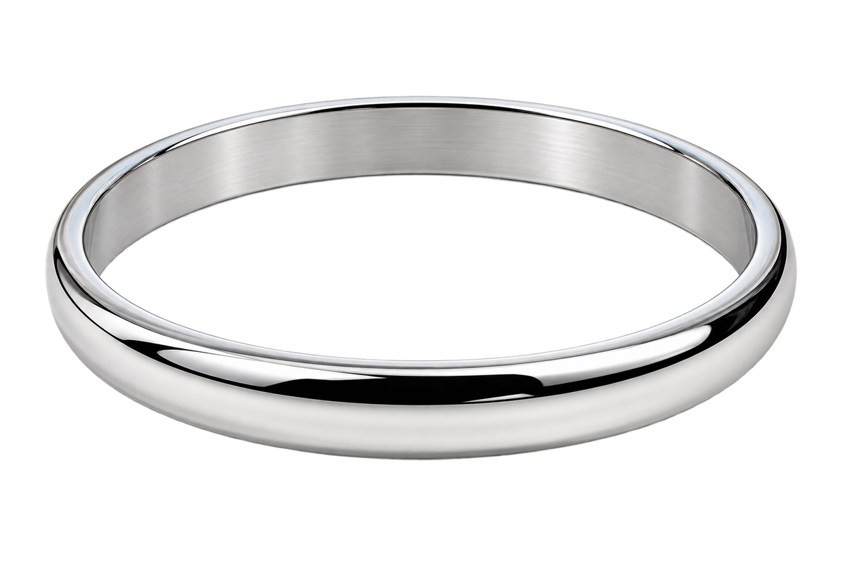 Heavy Stainless Steel Kada for Men – Plain Half Round Polished Bangle