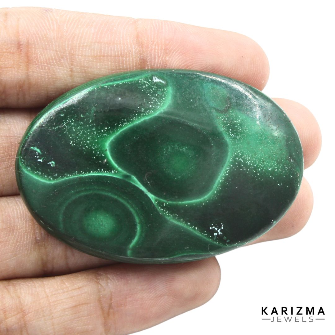 153.95Ct Natural Green Malachite Oval Cabochon Gemstone.