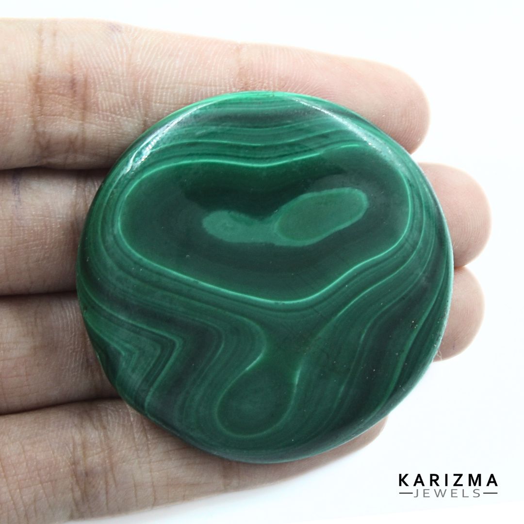 186.65Ct Natural Green Malachite Round Cabochon Gemstone.