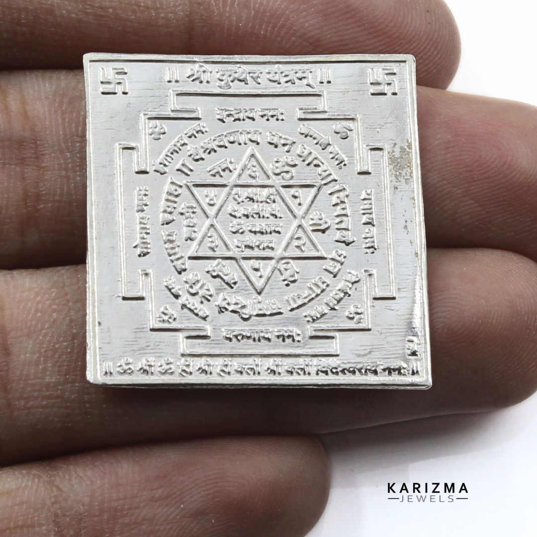 Real Silver Shree Kuber Yantra for Lal kitab red book and astrological remedie