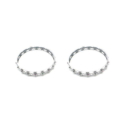 Real 925 Silver CZ Women Oxidized Bangles Pair