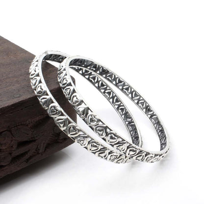 Real Sterling Silver Oxidized Women Bangles - 6 CM