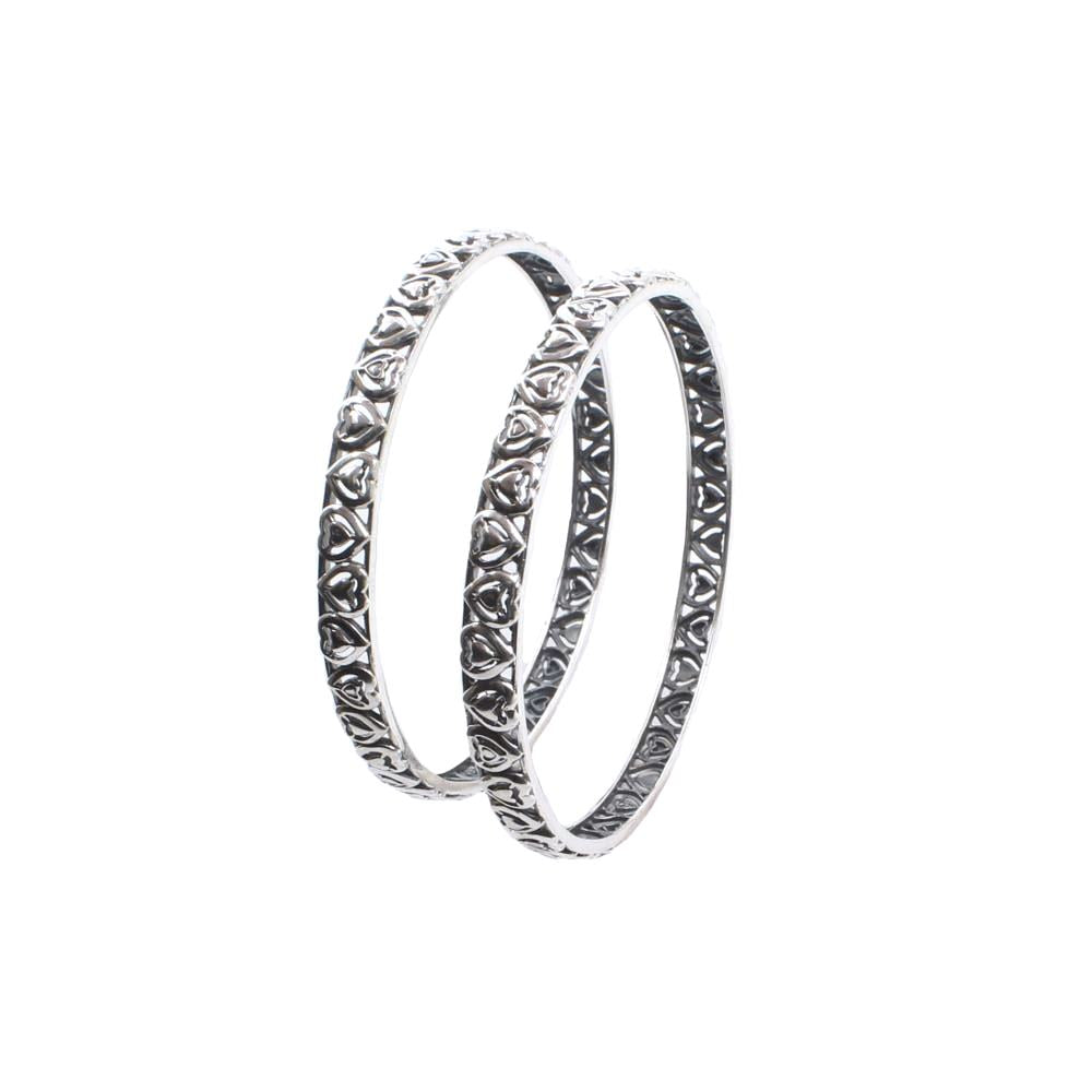 Real Sterling Silver Oxidized Women Bangles - 6 CM