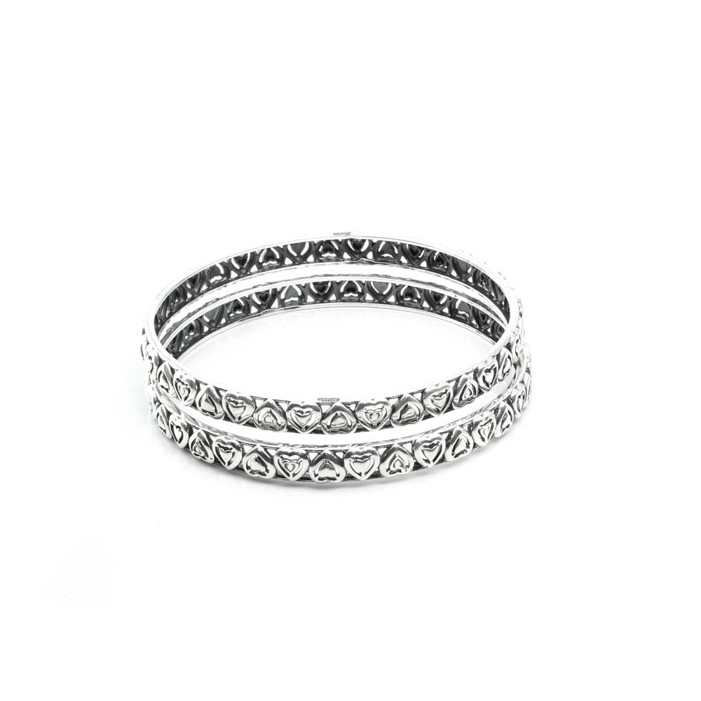 Real Sterling Silver Oxidized Women Bangles - 6 CM