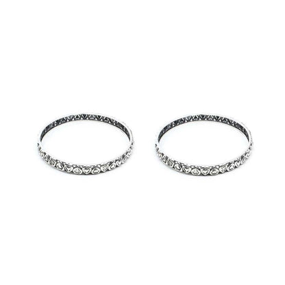 Real Sterling Silver Oxidized Women Bangles - 6 CM