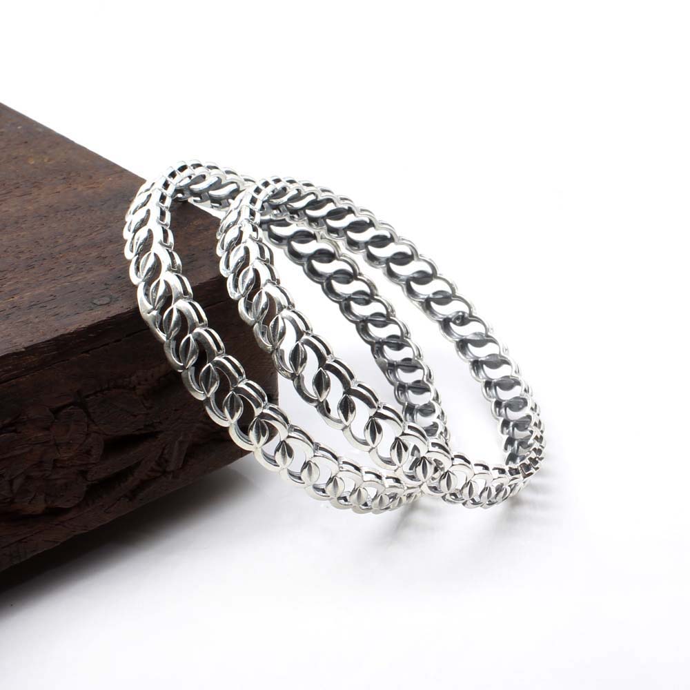 Real 925 Silver Oxidized Women Bangles - 5.7 CM