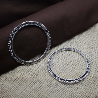 Real Silver Women Oxidized Bangles Pair