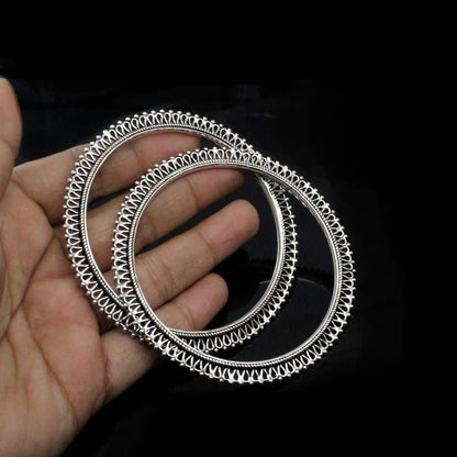 Real Silver Women Oxidized Bangles Pair