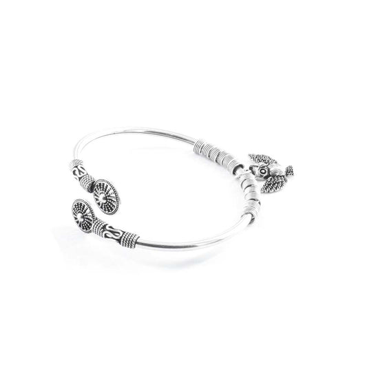 Cute Real 925 Silver Oxidized Bracelet Bangle - Single