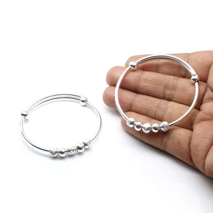 Real Silver Kids Bangles Bracelet Pair